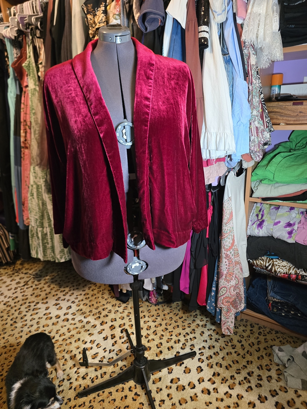 GAP Velvet Open-Front Cardigan - Wine Red